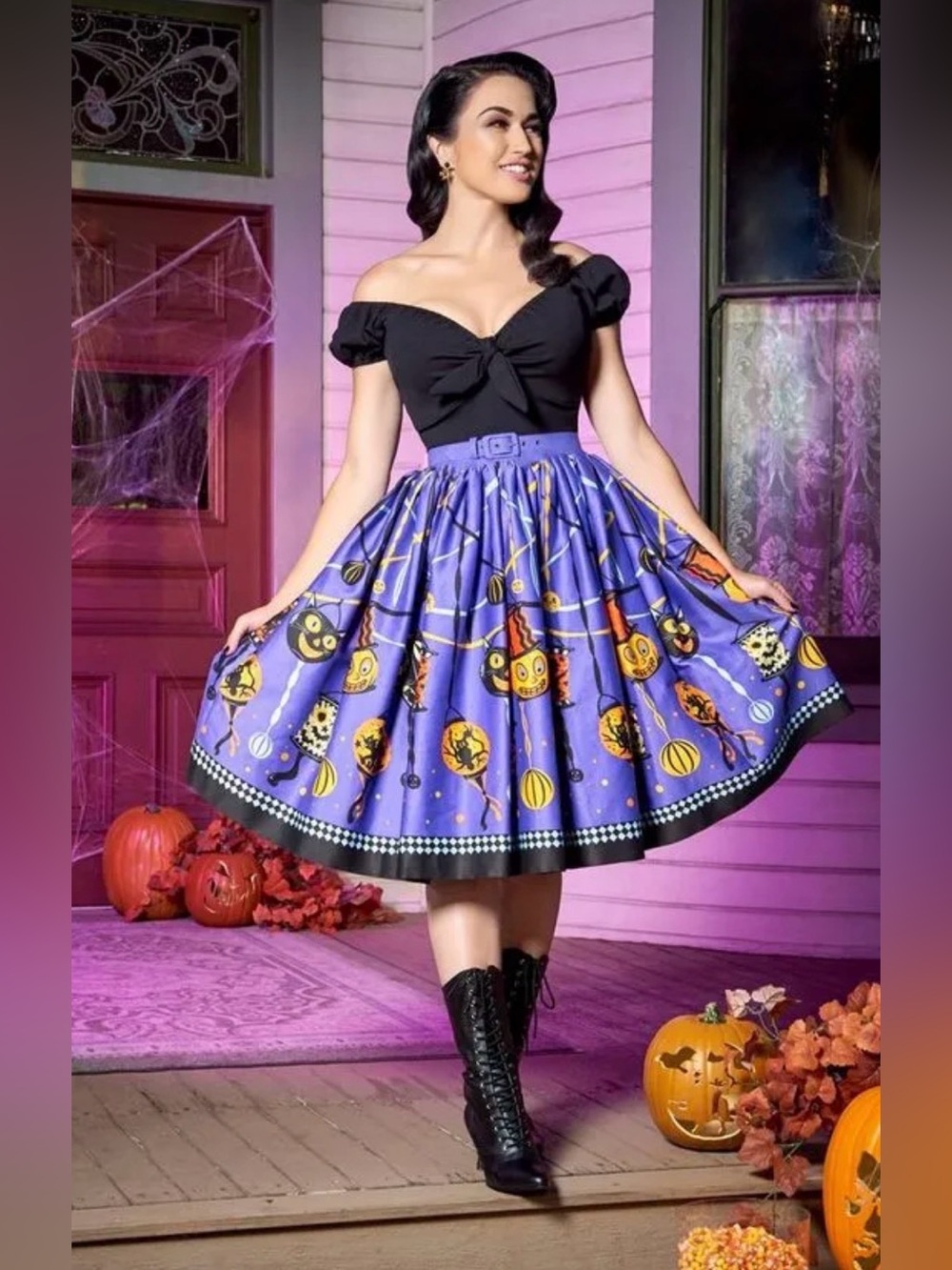NWT PINUP COUTURE X STEPHANIE BUSCEMA PUMPKIN LANTERN SWING DRESS SZ M NWT